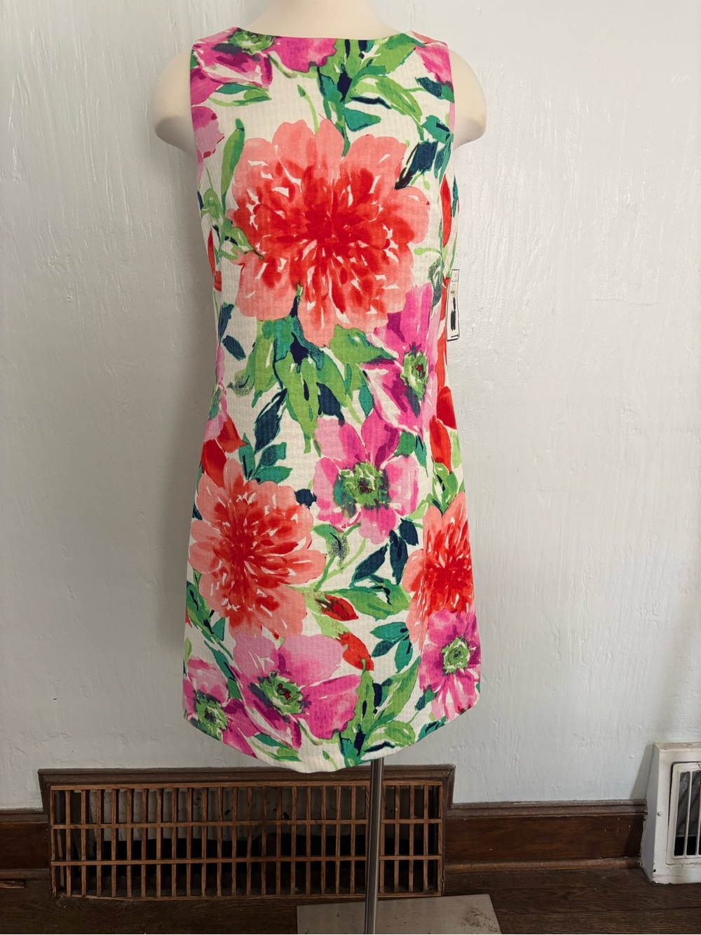 Jessica Howard Coral & Pink Floral Sleeveless Chic Shift Dress